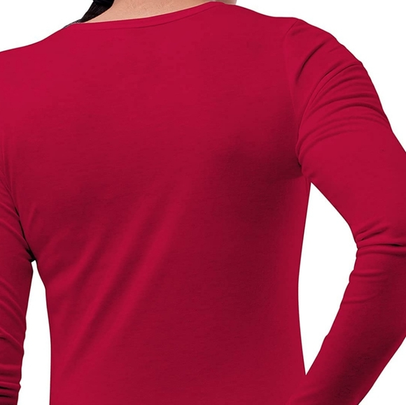 Red Long-Sleeved Cotton Top - Picture 4 of 7